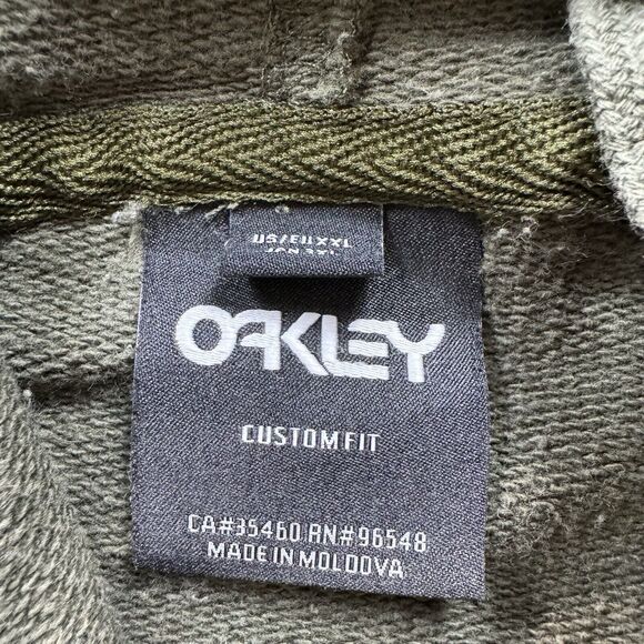 Oakley Embossed Logo Hoodie Men’s Large Green Tech Drawstring Sweatshirt Y2K - Picture 3 of 6